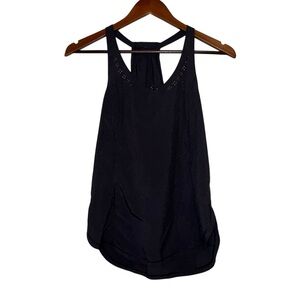 Women's Lululemon Black Racerback Eyelet Detail Tank Top